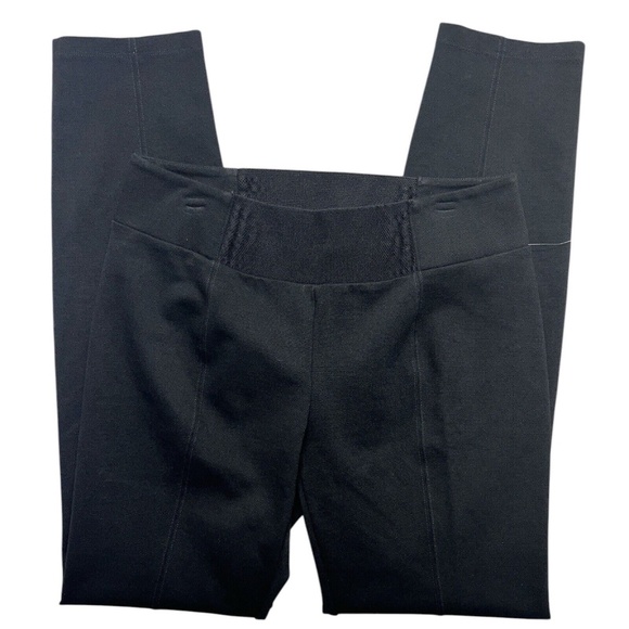 Eileen Fisher Pants Women SP Black Stretch Pintuck Ponte Pull Ons Slim Straight - Picture 2 of 10
